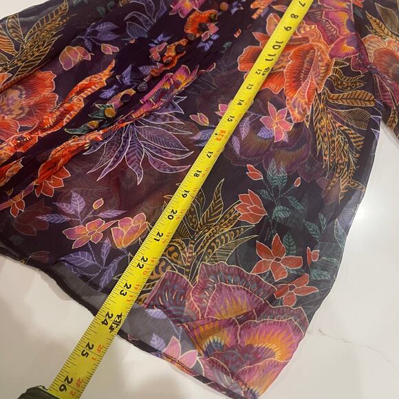 Johnny Was Octavia Blouse Etta’s Garden 100% silk Sheer Floral Small - Picture 11 of 14